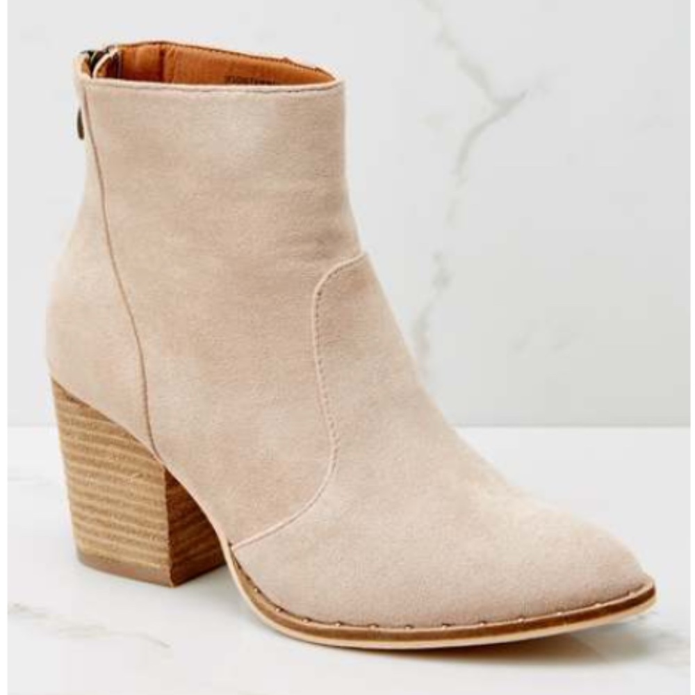 First Steps Light Taupe Ankle Booties